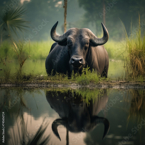 World Wetlands Day   Asian Water Buffalo Finding Serenity in a Lush Wetland 