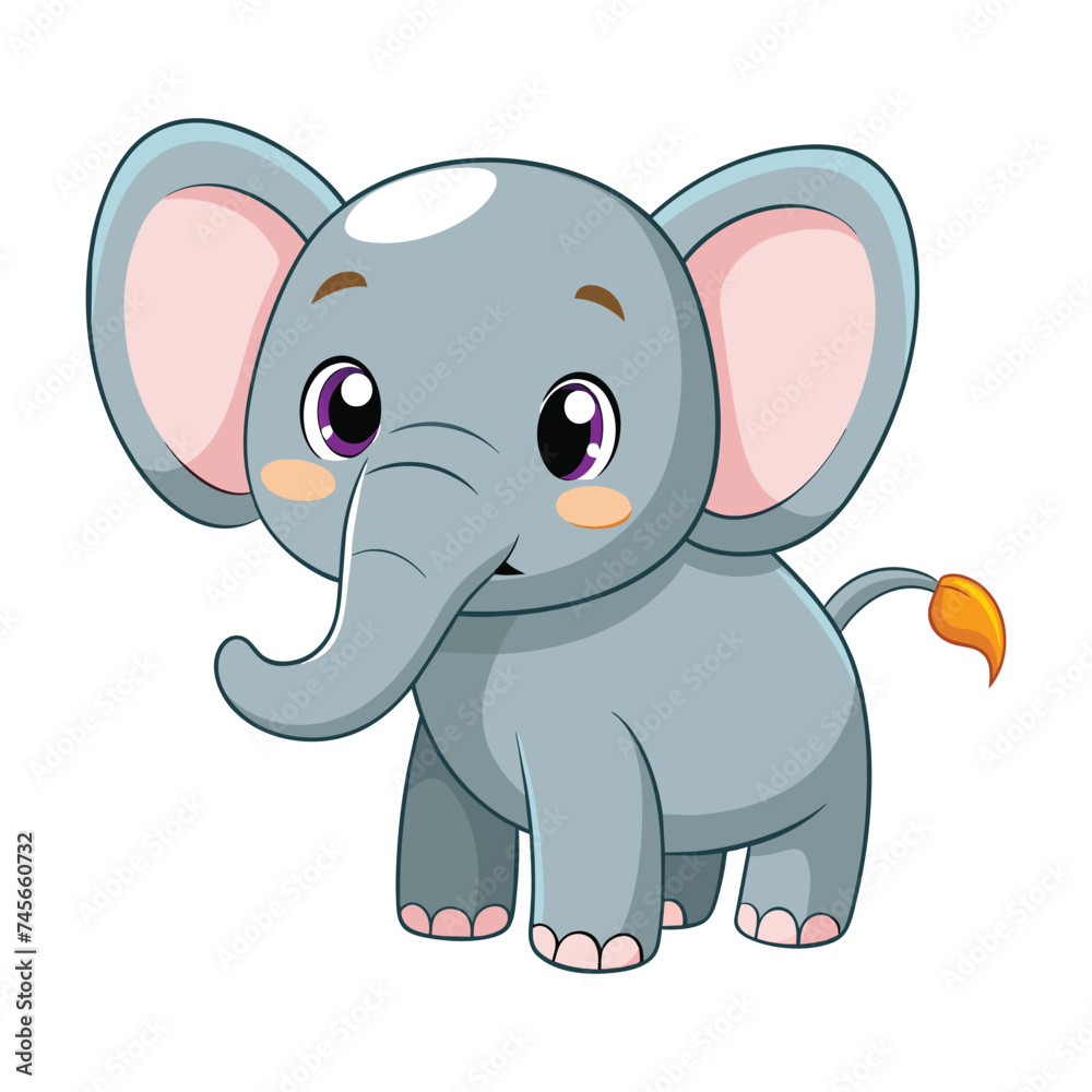 Vector of cartoon elephant illustration on white Vector of cartoon elephant illustration on white