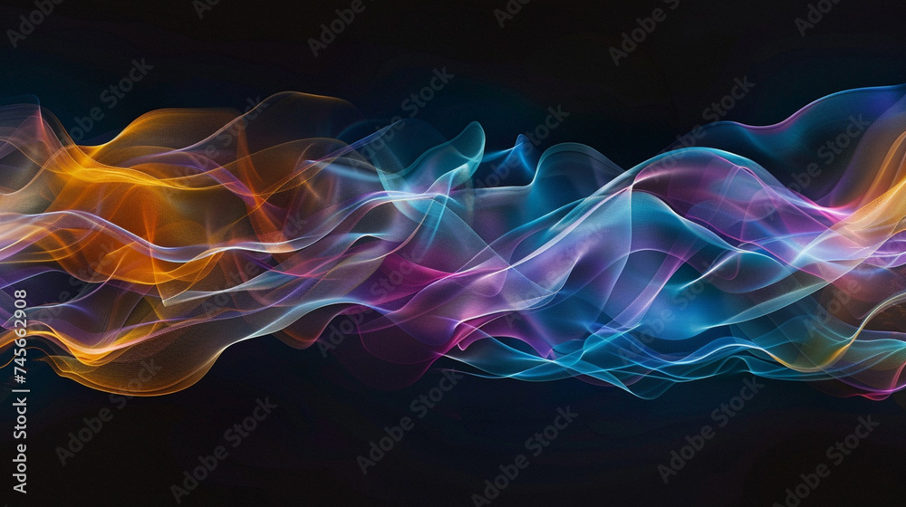 Glowing lines weave through dark background with blue hues, resembling flowing smoke and fire Glowing lines weave through dark background with blue hues, resembling flowing smoke and fire