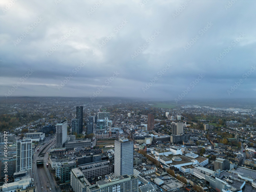 Fototapeta premium Aerial View of West Croydon London City of England Great Britain. November 20th, 2023
