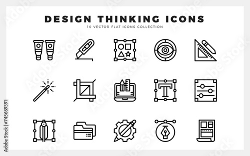 15 Design Thinking Lineal icon pack. vector illustration.