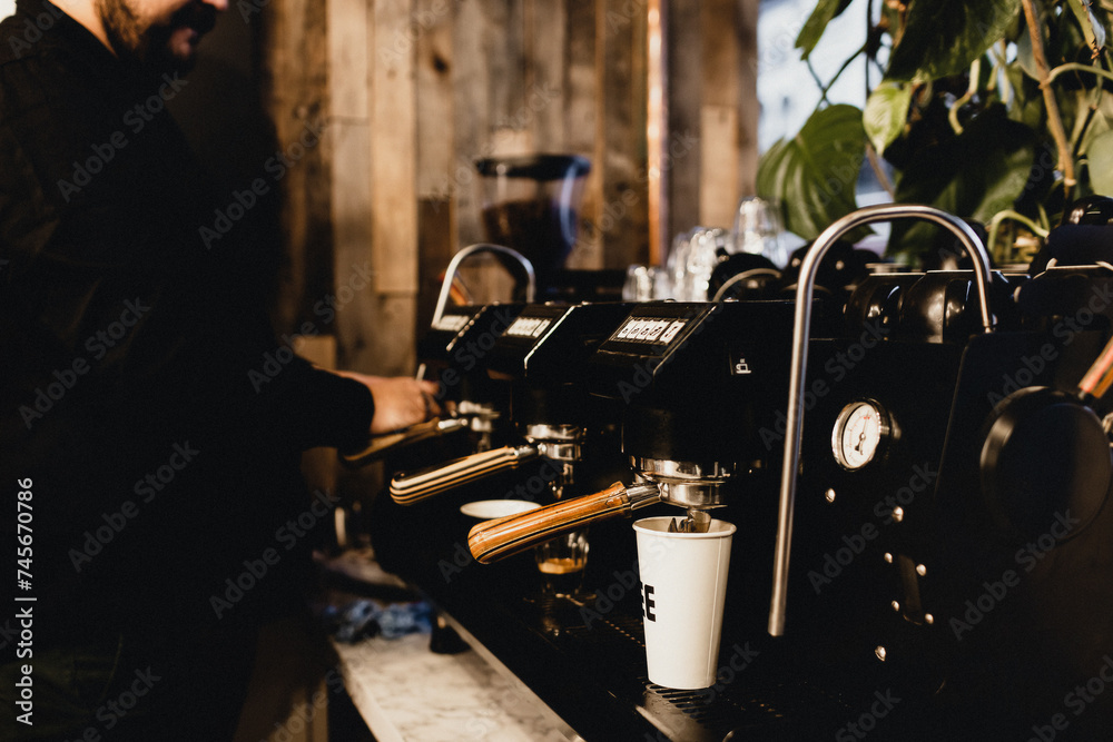 Coffee machine in cafe