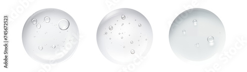 set round drop of transparent serum gel close-up on a transparent background cosmetic products