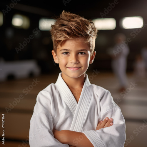 Joyful Judo Journey: European Boy Radiates Happiness in Training Session
