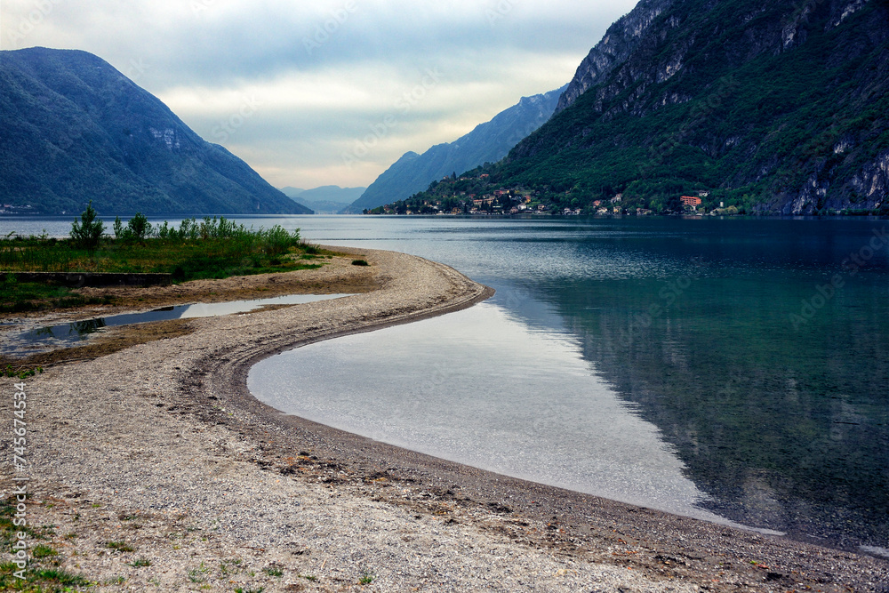 Ταπετσαρία Lake Lugano and Bergamo Alps seen from Porlezza, Province of Como, Lombardy, Ita