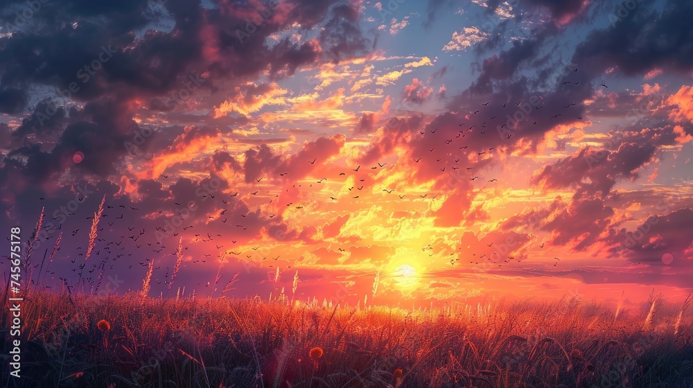 Fototapeta premium Heavenly Radiance Ethereal Sunset Beauty