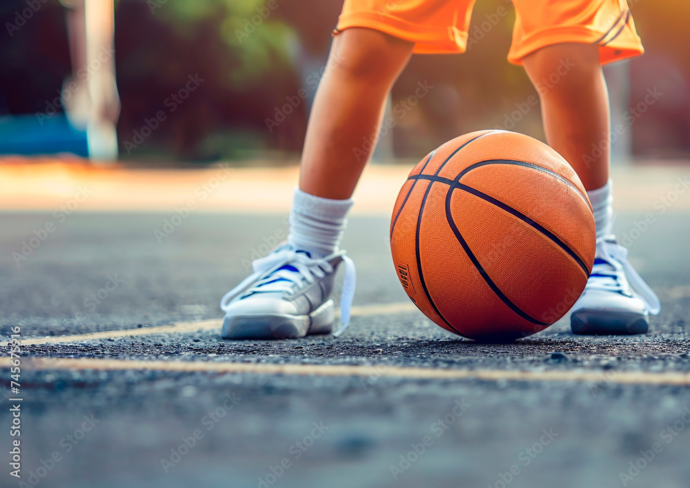 Street basketball player playing outside Street basketball player playing outside