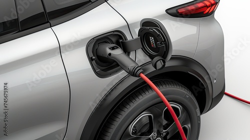 Electric Car Being Charged by Red Cord