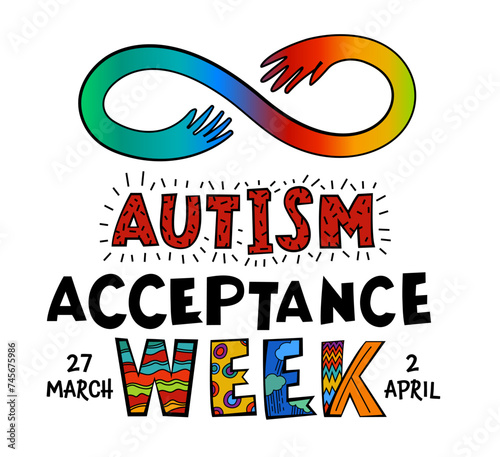 Autism acceptance week. Autistic spectrum disorder landscape poster.