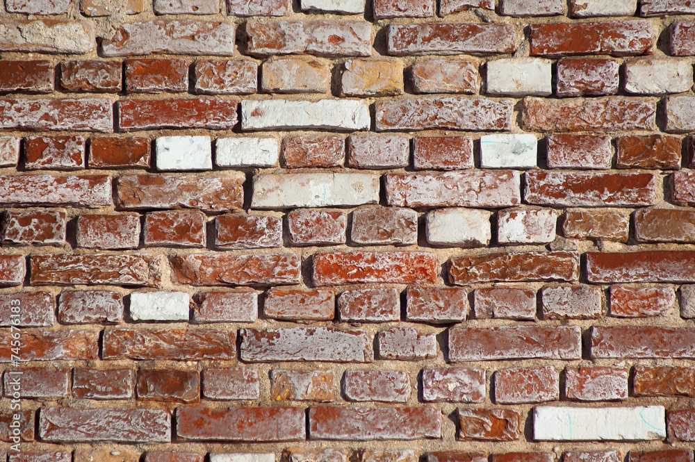 Fototapeta premium in the photo there is a close-up of an old brick wall