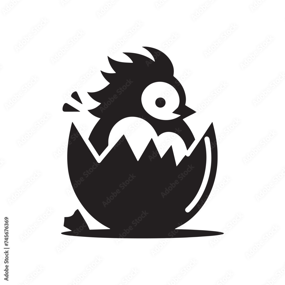Silhouettes of New Beginnings: Black Vector Chicks Hatching from Eggs - Symbolizing Hope, Rebirth, and the Beauty of Life. Silhouettes of New Beginnings: Black Vector Chicks Hatching from Eggs - Symbolizing Hope, Rebirth, and the Beauty of Life.