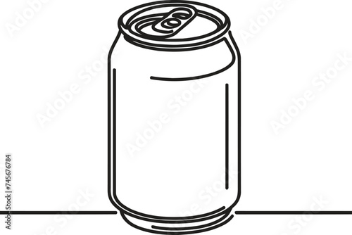 drink can in continuous line drawing minimalist style, foods and drinks illustration. 