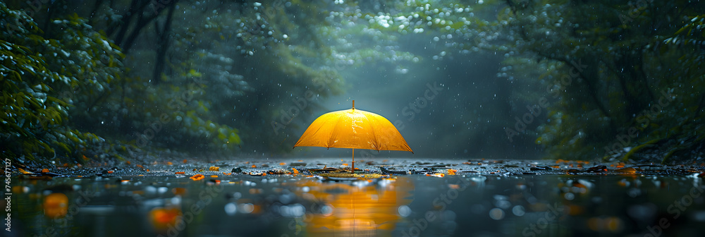 Reflection of fireflies light on swamp surface created with ,
Rain on tent in forest tranquil night for peaceful camping and relaxing meditation in tropic

 - obrazy, fototapety, plakaty 