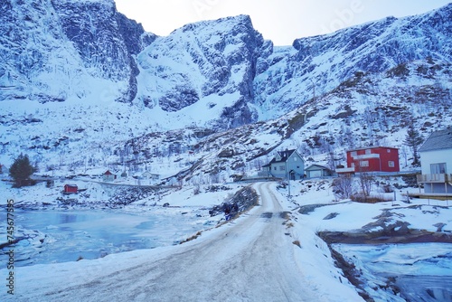 Beautiful road during winter season.  photo