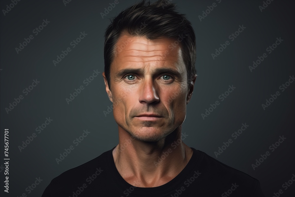 Portrait of a handsome man in a black t-shirt. Portrait of a handsome man in a black t-shirt.