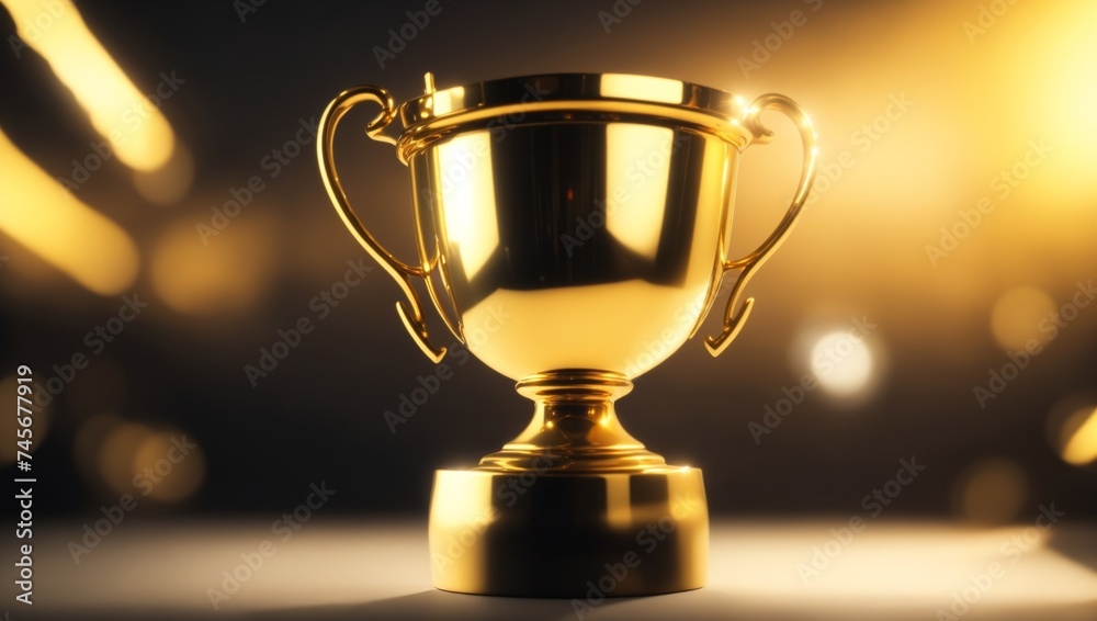 Golden Trophy on Table Golden Trophy on Table