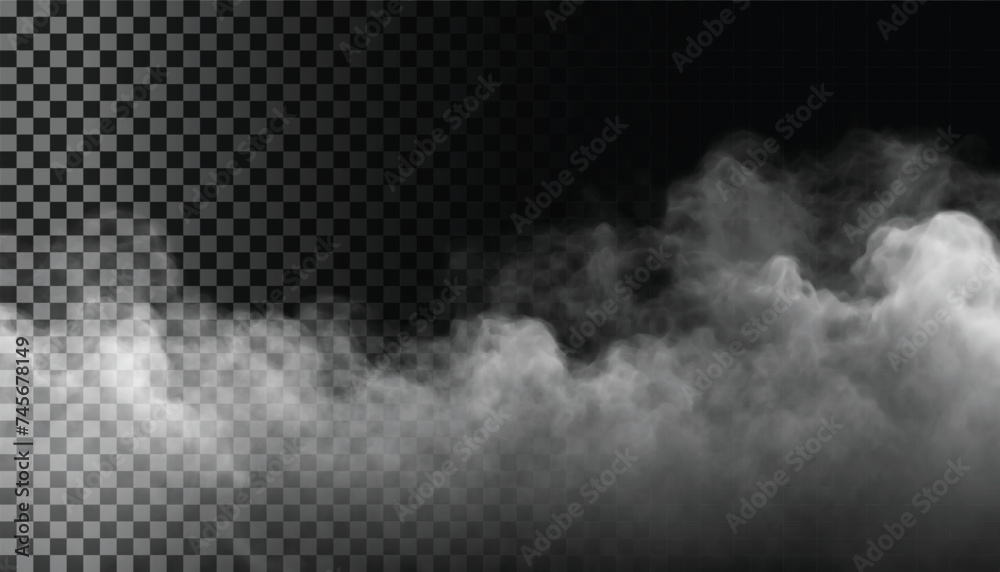 PSD Fog or smoke isolated transparent background. White cloudiness, mist, smog, dust, vapor PNG