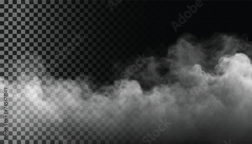 PSD Fog or smoke isolated transparent background. White cloudiness, mist, smog, dust, vapor PNG