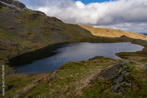 Small water tarn located above Mardale Head car park on the Haweswater reservoir in the Lake District, Cumbria, England.