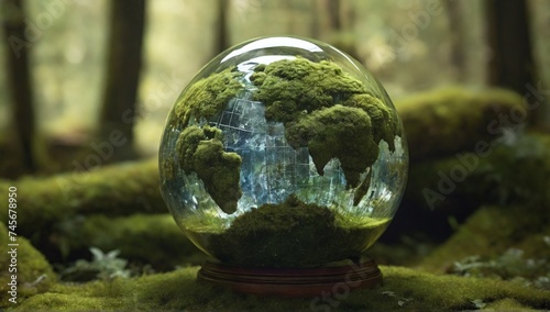 World environment and mother earth day concept with globe and eco friendly environment. Generative ai 