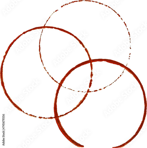 Watercolor round spots of red wine, drops, splashes, spilled wine glass. PNG.	
