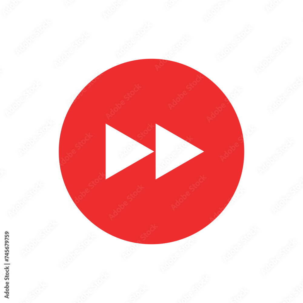Red fast forward icon isolated on white background Red fast forward icon isolated on white background