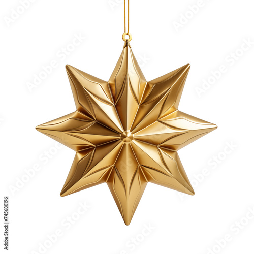 christmas star on isolated transparent background