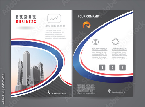 Modern blue theme brochure flyer design template. City Landscape A4 Leaflet and Poster Design for Corporate use, banner, presentation.