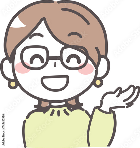 案内・紹介をする女性のイラスト1-6