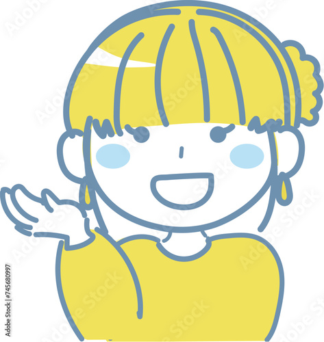 案内・紹介をする女性のイラスト2-1