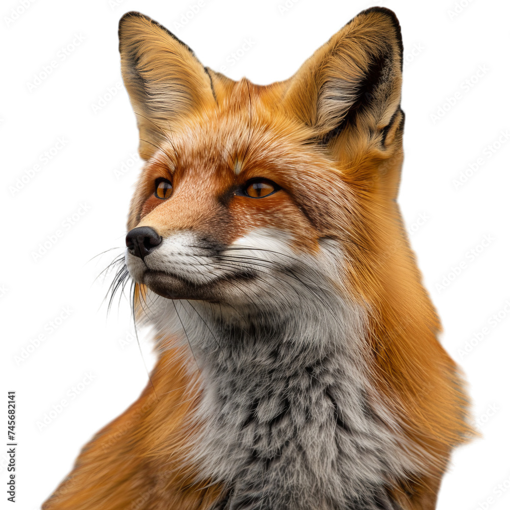 red fox isolated on transparent background, png