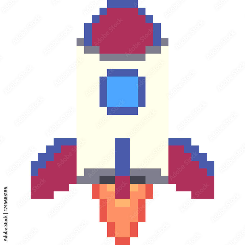 Fototapeta premium Space Rocket Pixel Art