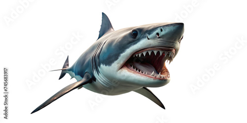 Great white shark Marine predator large open mouth  in lurking and attack mode