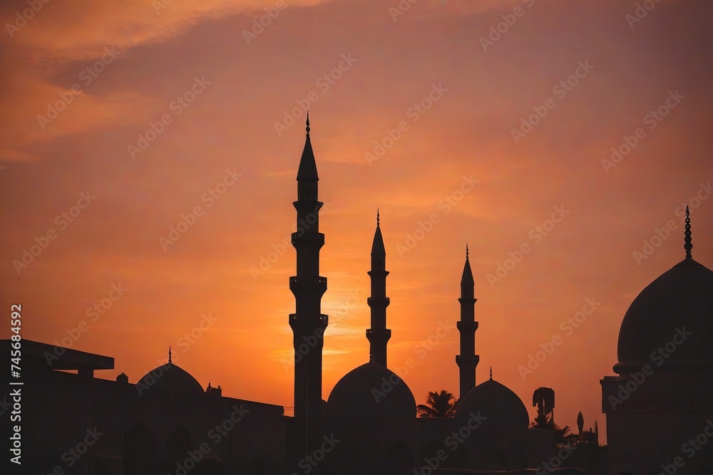 Faith Mosque Sunset Silhouette