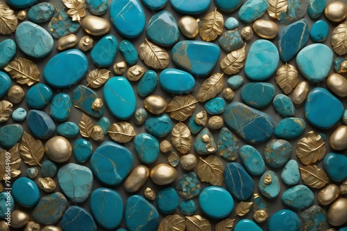 Blue Teal Gold Nature Mosaic