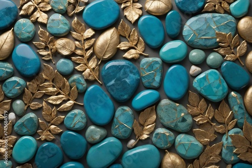 Blue Teal Gold Nature Mosaic