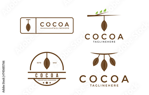 Set of cocoa logo design vintage retro style