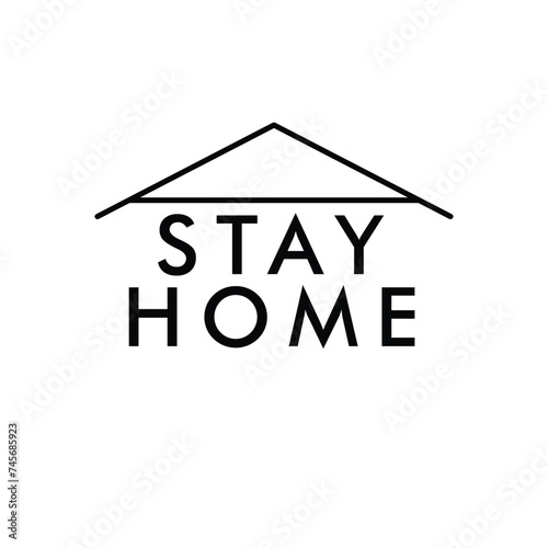 Stay at home slogan with house.vector