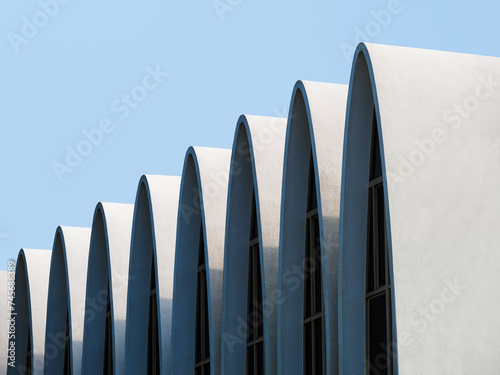 Curve arch concrete wall pattern Building exterior Architecture detail © VTT Studio