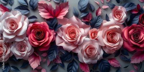 Rosen in weichen Farben  Rosen aus Papier  Muster aus farbenfrohen Rosen