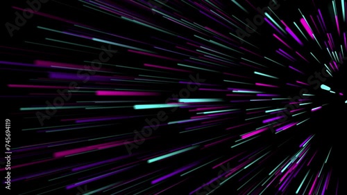Colorful lateral dynamic neon lines. Speed lines background. 29,97fps photo