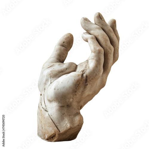Antique Marble Sculpture of a Hand Gesture Isolated