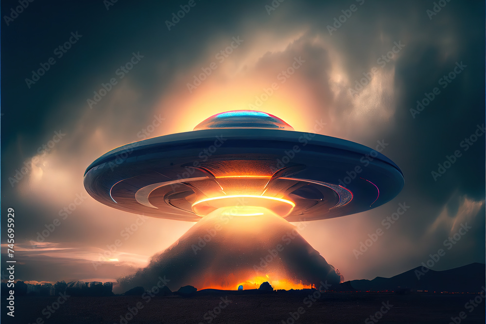 Unknown flying object. AI generated