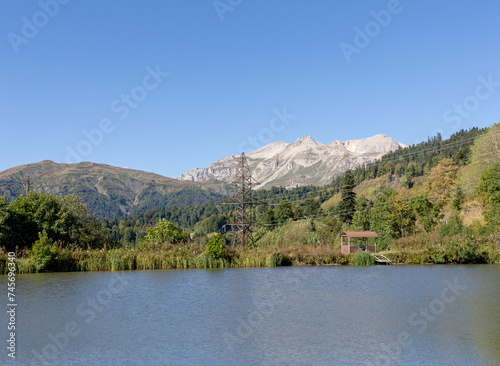 Fototapeta Naklejka Na Ścianę i Meble -  Lakes located in mountain valleys , the sources of the water reserve of drinking water , the state of natural idyll