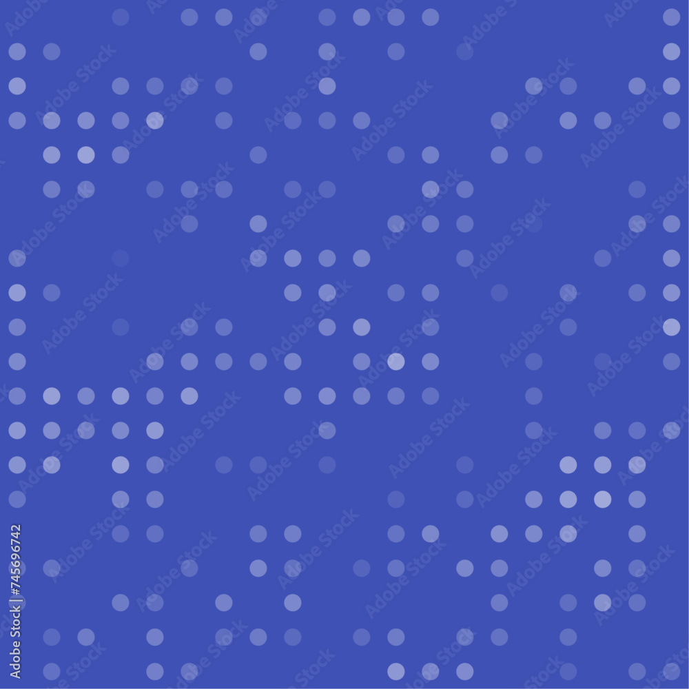 Abstract seamless geometric pattern. Mosaic background of white circles. Evenly spaced shapes of different color. Vector illustration on indigo background Abstract seamless geometric pattern. Mosaic background of white circles. Evenly spaced shapes of different color. Vector illustration on indigo background