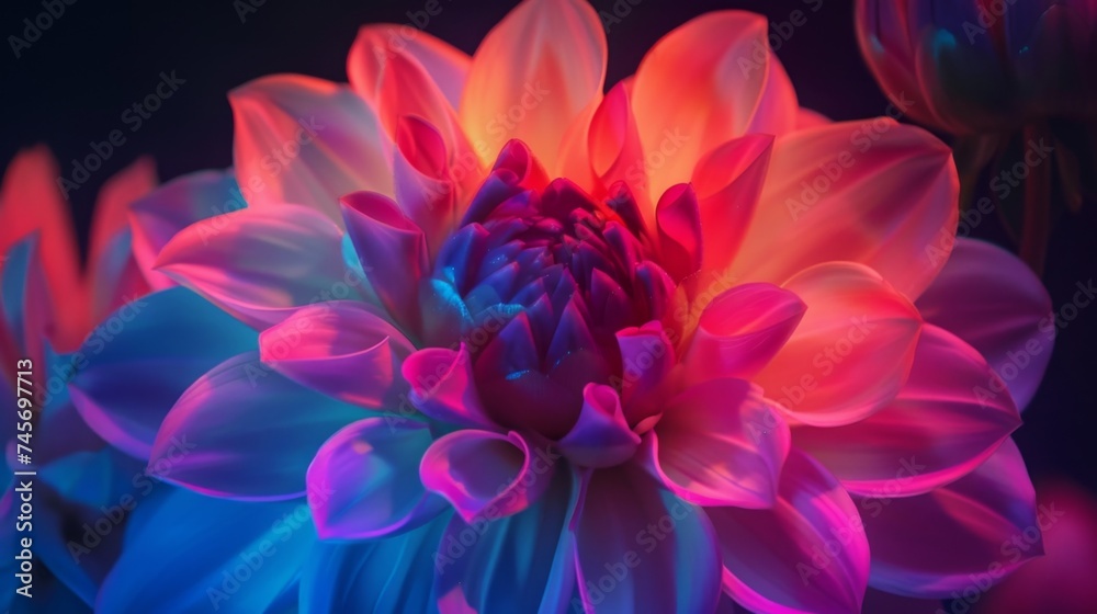 Vibrant Neon-Colored Flower, Ideal for Artistic Backgrounds and Vibrant Designs