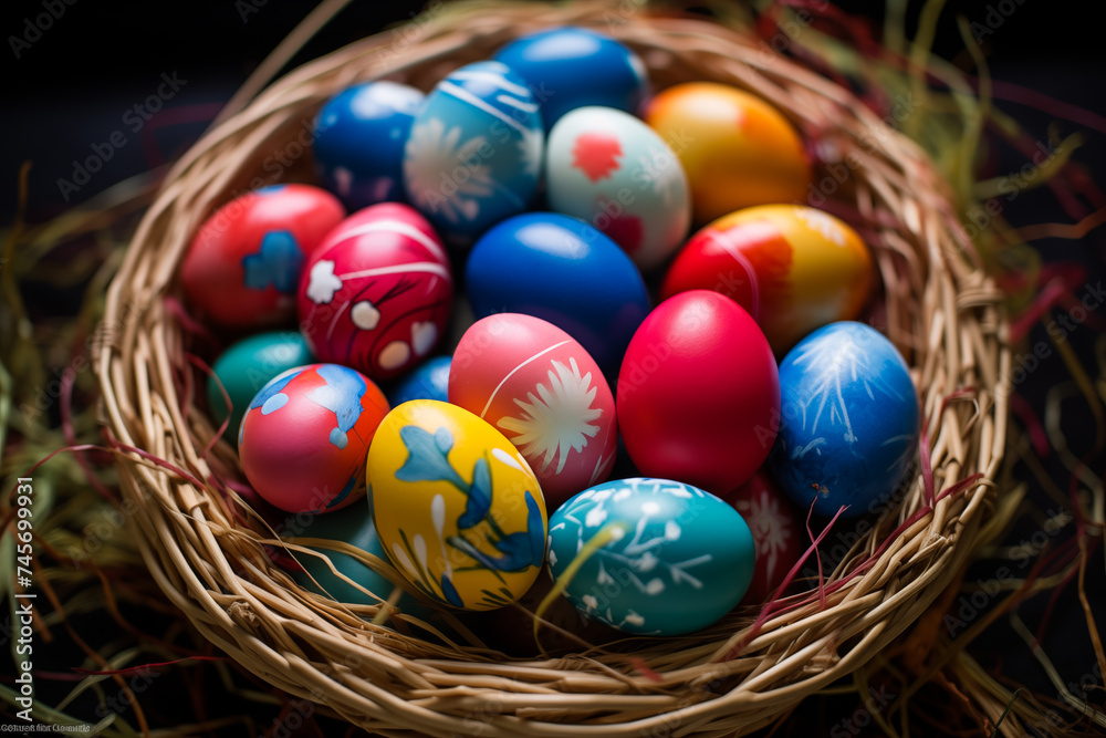 Easter eggs in a basket Easter eggs in a basket