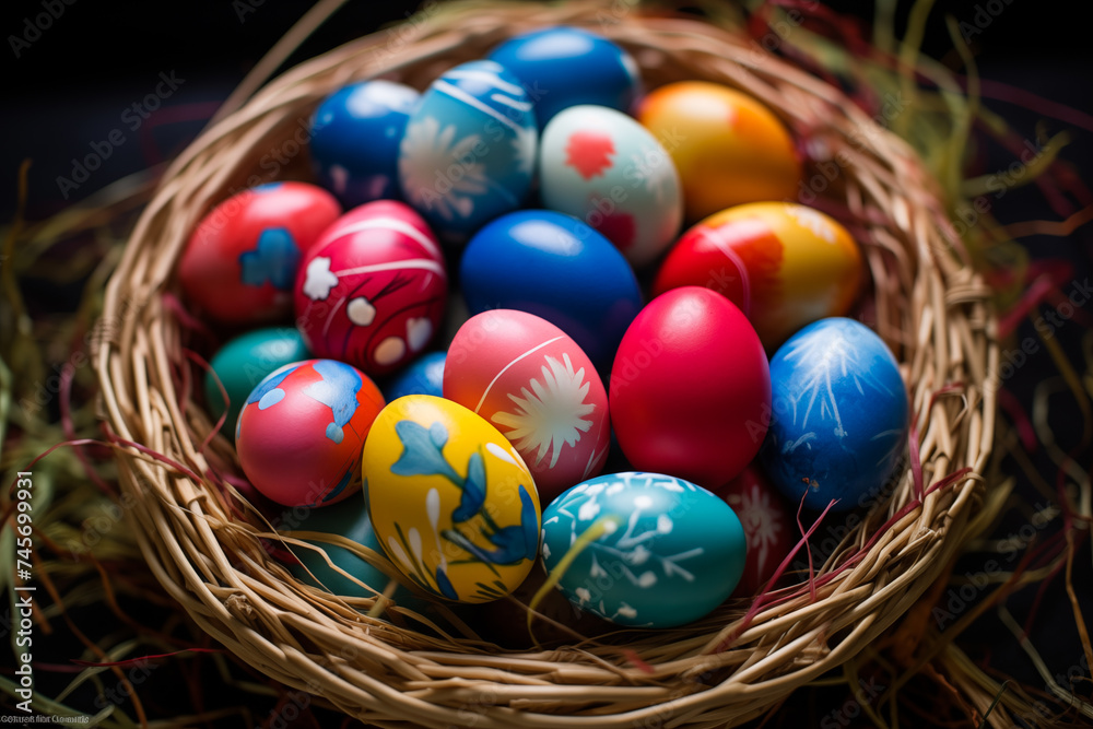 Easter eggs in a basket