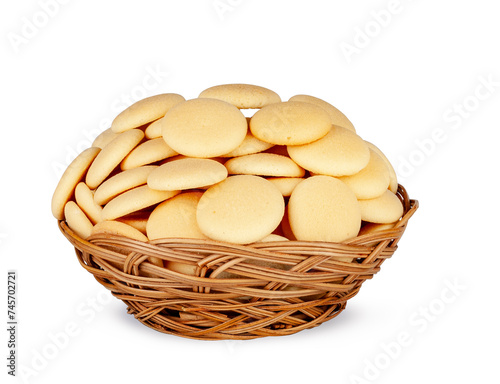 Basket of cookies isolated on a white background