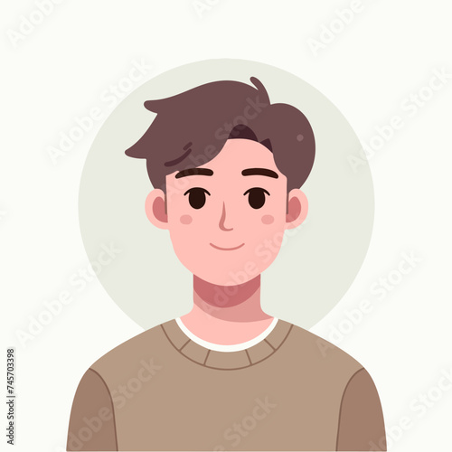 flat design illustration of a young man expression with a smiling face